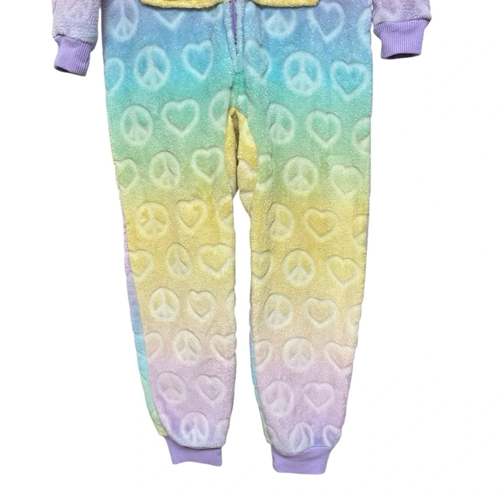 Rainbow Hooded Onesie PJs Leopard Hoodie PJ Onesie Bundle Front Pocket Front Zip